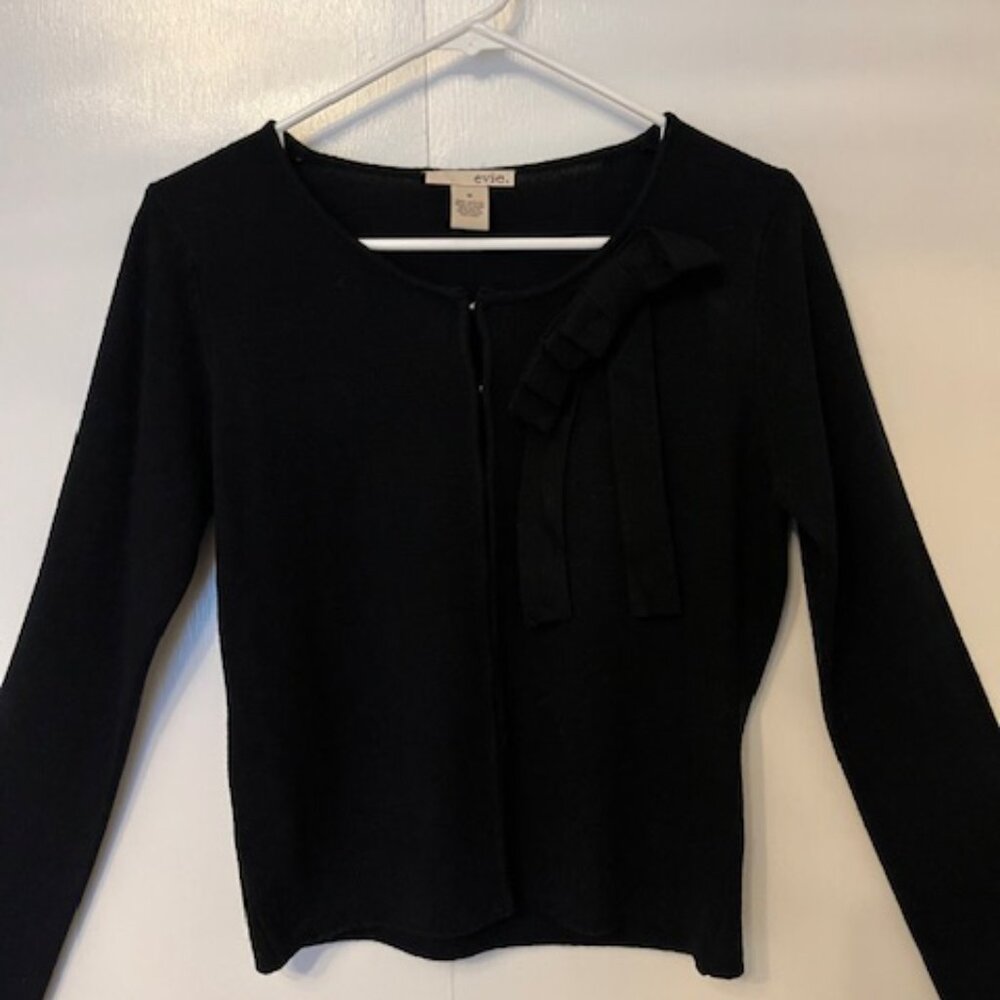 Evie button front sweater with bow embellishment